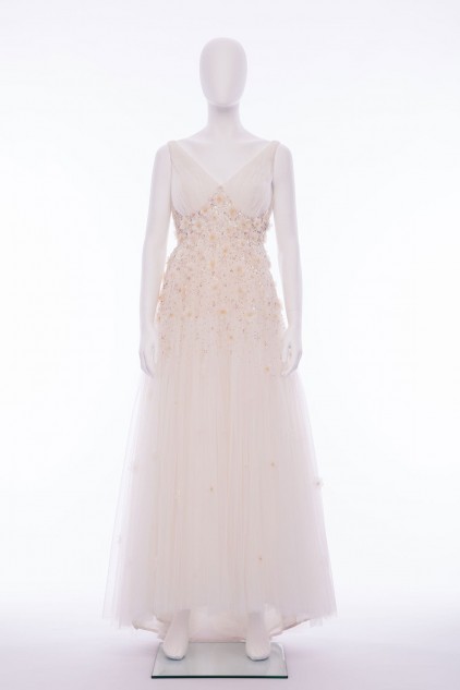 Georgette Vintage Ruched Tulle Wedding Embellished Bridal Dress