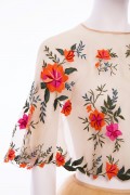 Summer Meadow Floral Embroidered Tulle Cape