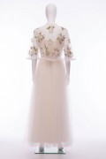 Maisie Ivory Satin Embroidered Tulle Woodlands Cape Wedding Dress