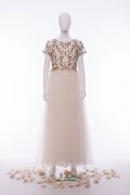 Leah Ivory Satin Tulle Hand Embellished Sequin Wedding Dress