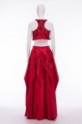 Lydia 01B Red Satin Maxi Skirt