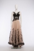 Elizabeth 04 Vintage Tulle French Lace Maxi Skirt and Black Sequin Top