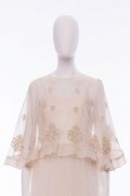 Isla Vintage Hand Embellished Pearl Beads and Sequin Ivory Organza Cape