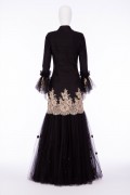 Charlotte 01 Victorian Black & Gold French Lace hand embellished evening Skirt Jacket