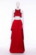 Lydia 01 Red Maxi Skirt and Tunic Crop Top