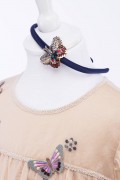 Navy Blue Satin Hairband with Sparkly Hand Embellished Butterfly