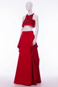 Lydia 01 Red Maxi Skirt and Tunic Crop Top
