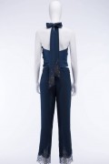Jane 02 Vintage Navy Blue Corset Sequin Top with Lace Trouser Special Occasion Wear